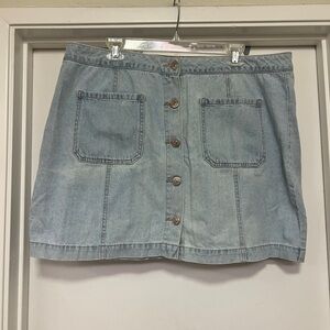 Forever 21 + faded denim/jean skirt with buttons - size 16